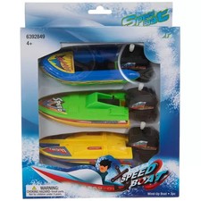Wind Up Speed Boat Toy Set of 3 Boat Size 1.81" x 5.75" x 1.69" Ages 4 