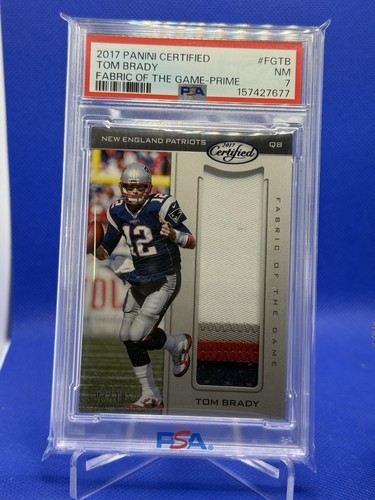 Tom Brady 2017 Panini Certified /10 Fabric Of The Game Worn Patch Prime PSA 7 SP