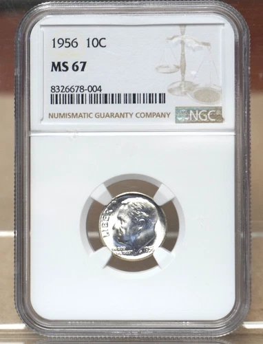 1956 ROOSEVELT DIME NGC MS67 678004