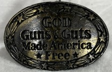 GOD Guns  Guts Made America Free Belt Buckle; Ltd. 414 3 1/4" X 2 1/4" 1978