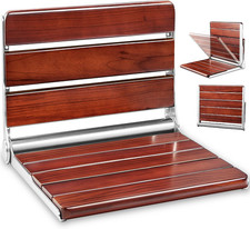 20" Wall-Mounted Folding Teak Shower Seat - Space-Saving Shower Bench
