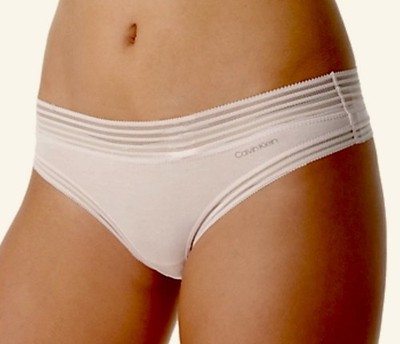 CALVIN KLEIN Striped Waistband Ultra Soft Modal Pink Thong Panty Womens S L XL