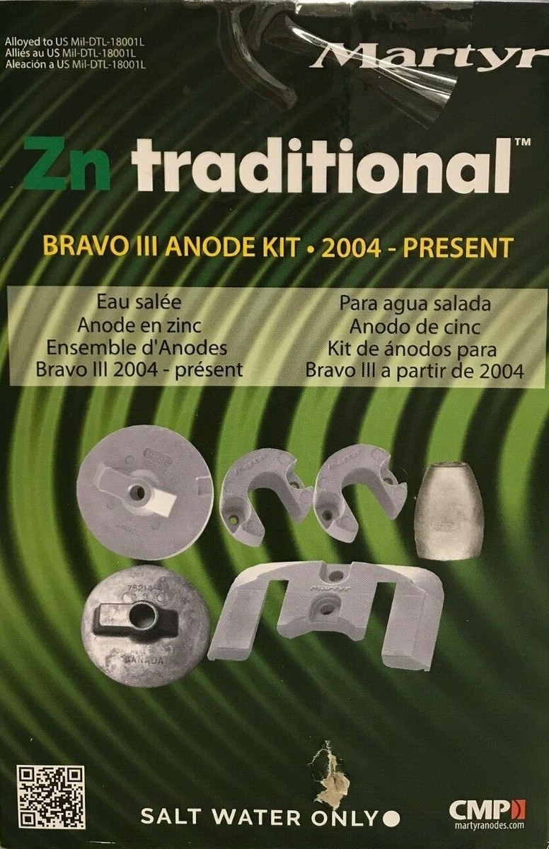 BRAVO III 2004-PRESENT ANODE KIT ZINC FITS MERCRUISER OUTDRIVE