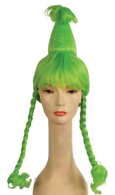 ADULT GREEN SCRINCH GIRL CINDY LOU GRINCH CHRISTMAS GREEN WIG COSTUME LW126  741545033077|
