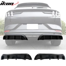 Fits 21-24 Ford Mustang Mach-E GT Matte Black Rear Bumper Lip Diffuser Fins 2PC