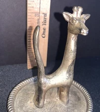 Giraffe Silver Plate Ring Holder Jewelry Trinket Dish Vintage