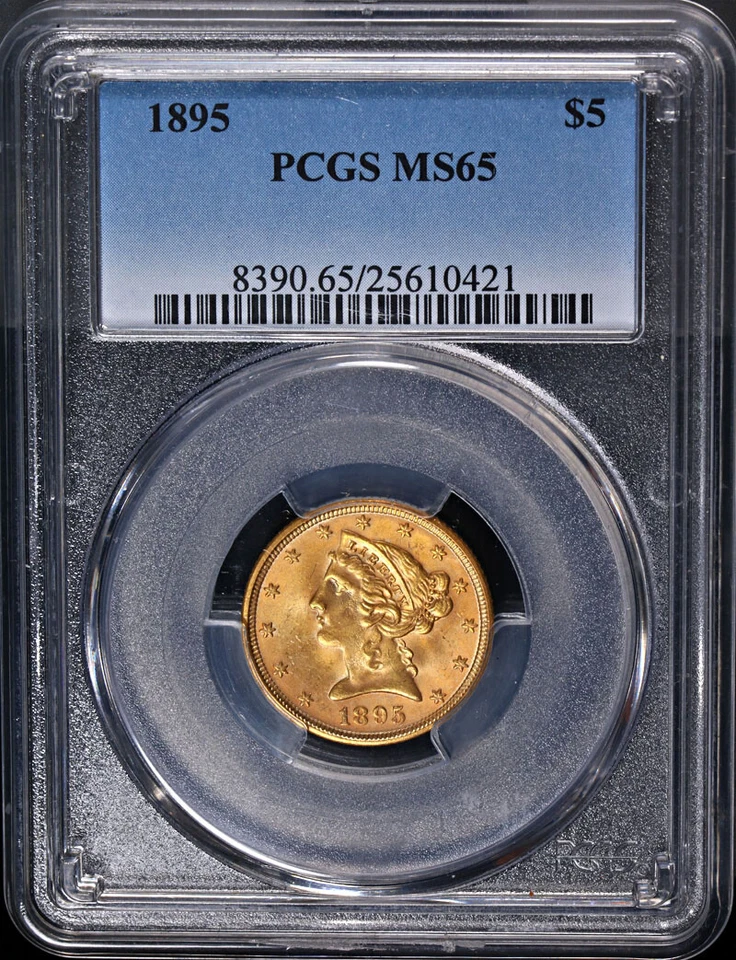 Oro Liberty 1895-P $5 graduación profesional MS65 excelente atractivo visual fuerte golpe Foto 3 de 4