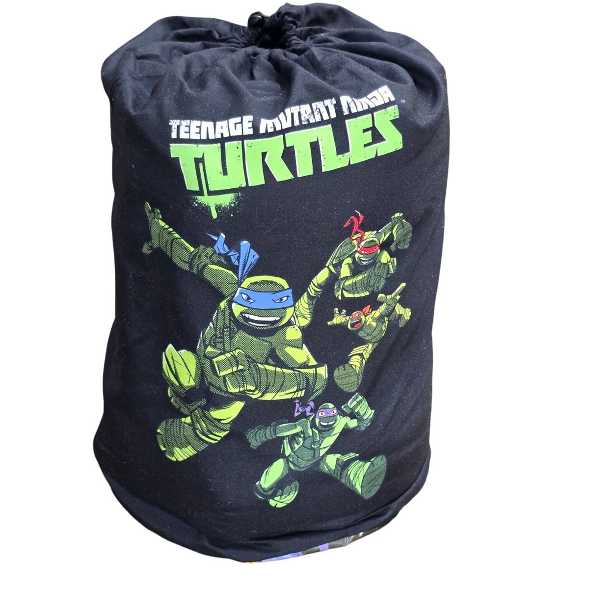 TMNT タートルズ 寝袋 Teenage Mutant Ninja Turtles Youth Sleeping Bag W/ Carry Bag Black