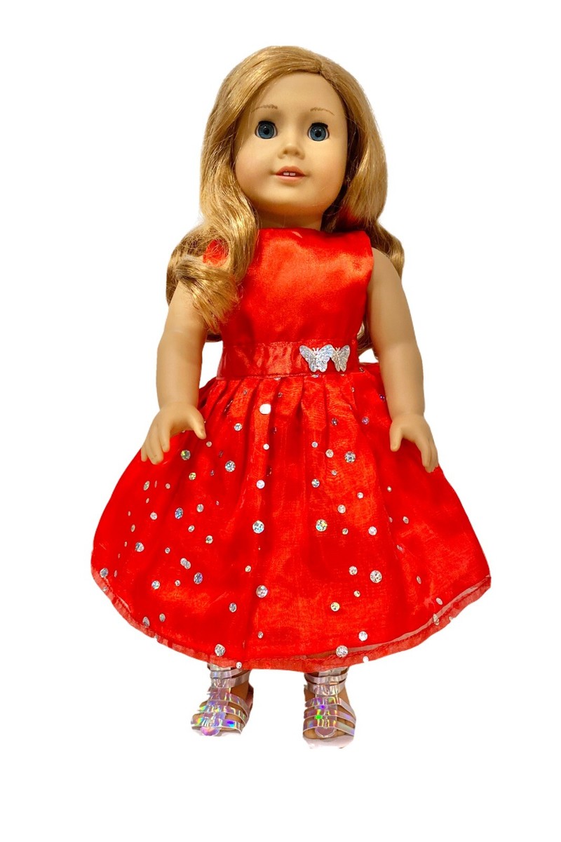 american girl doll red dress American Girl Doll Red and Black Cherry Dress