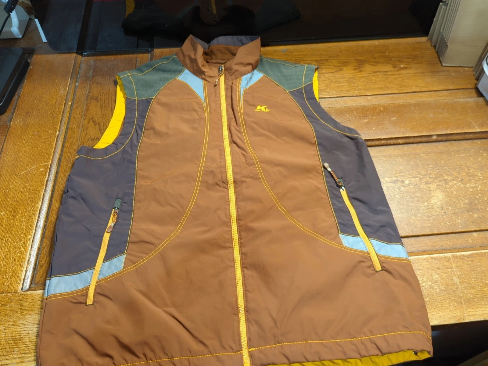 Kolping Vest Brown Yellow Unisex Size 2XL Hiking fishing Walking Outdoors