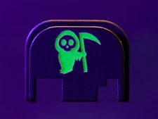 For Glock Gen 1-4 Back Slide Cover Plate, Glow In The Dark NDZ Grim Reaper