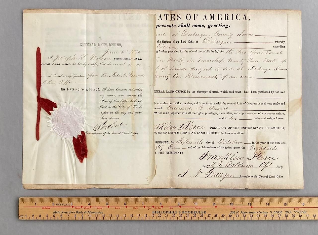 DUBUQUE, IOWA LAND PATENT FULL DOCUMENTS 1855 FRANKLIN PIERCE eBay