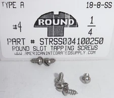 #4x1/4 Round Head Slotted Tapping Screws Stainless Steel (50)