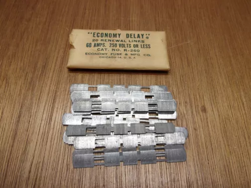 (Qty.20) Economy Delay 60A Renewable Fuse Links R-260 New Old Stock 250V USA