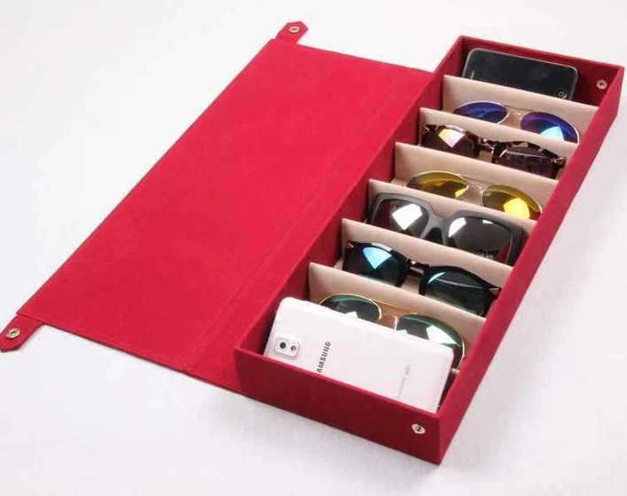 Nueva caja portátil de viaje gafas de sol gafas exhibición 8 rejilla estuche de almacenamiento caja Foto 3 de 4