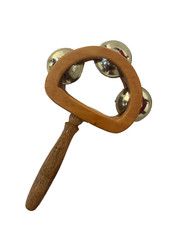 Wooden Hand Tambourine Shaker with Handle Jingle Stick 3 Chime Instrument