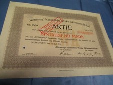 historische Aktie , 1923 ,  Keramag  Keramische Werke Meiningen , Gro&szlig;format  79