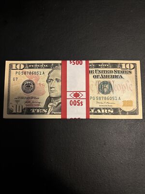 50 Uncirculated Ten Dollar Bills ($10 Bills) In Sequential Order