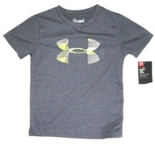 UNDER ARMOUR Little Boys Size 4 Heatgear Short Sleeve T-Shirt NWT UA Logo Gray