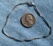 Sterling Silver Ankle Bracelet Thin Twisted Flat Chain