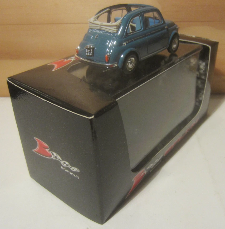 1528. BRUMM R342-05 Fiat Nuova 500 Economica Blu chiaro/Light blue Aperta/Closed - Immagine 4 di 4