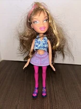 Bratz Doll 2005 I-Candy Yasmin Blue Halter Top Pink Denim Jeans Skirt Clear Shoe