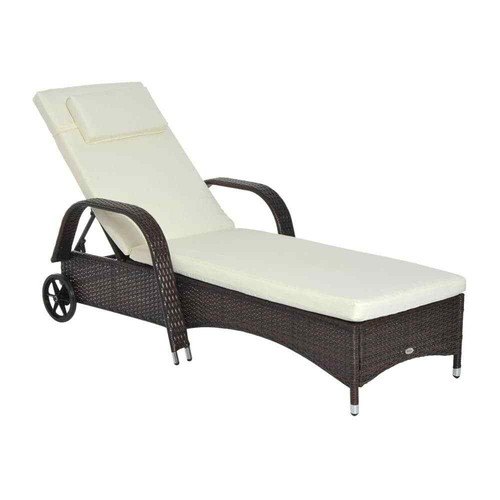 Mixed Brown Outdoor Plastic Rattan Wicker Outdoor Chaise Lounge Chair with Heigh