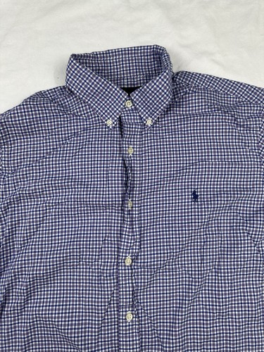 Ralph Lauren Shirt Men's XL Long Sleeve Button Up Purple Plaid Check Preppy - Picture 2 of 8