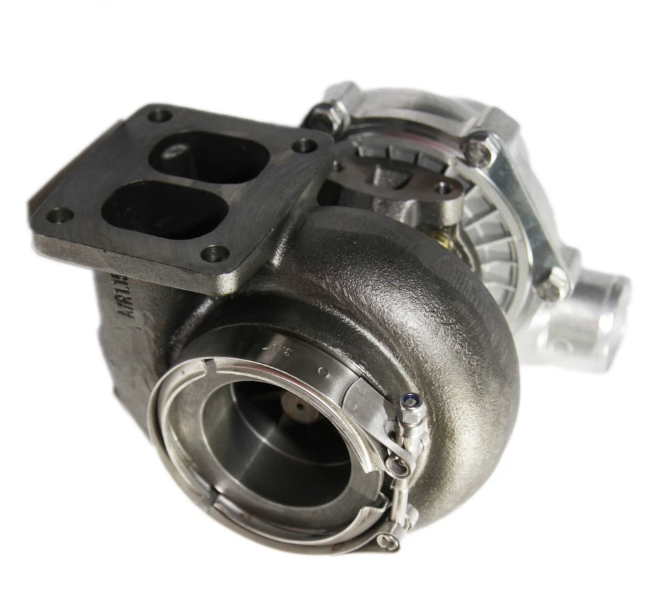 NUEVO DISEÑO T04B Turbocompresor 3" VBAND BRIDA con Retorno de Aceite y Línea de Alimentación + Kit de Abrazadera Foto 3 de 4