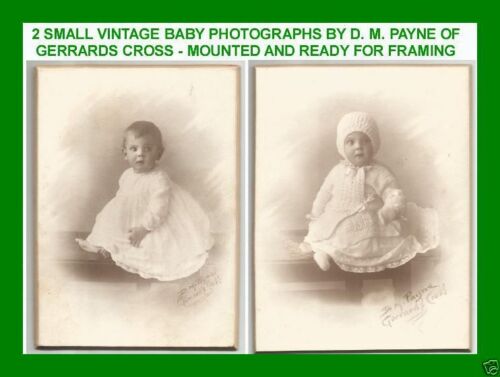 2 VINTAGE BABY PHOTOGRAPHS BY D M PAYNE GERRARDS CROSS - MOUNTED ON CARD - Picture 1 of 1