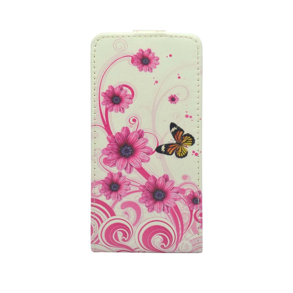 CASE FOR SONY XPERIA Z3 MINI FLIP PU LEATHER WHITE PINK SWIRL FLOWER BUTTERFLY  - Image 4 of 4