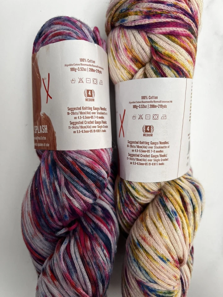 Mirasol Yarn Lot 2 Skeins Hand Painted Splashed Pima Cotton Multi Color 438 Yd - Image 3 of 4