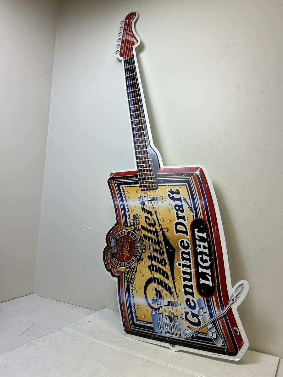 Miller Genuine Draft Light Beer Metal Tin Guitar Sign MGD Music