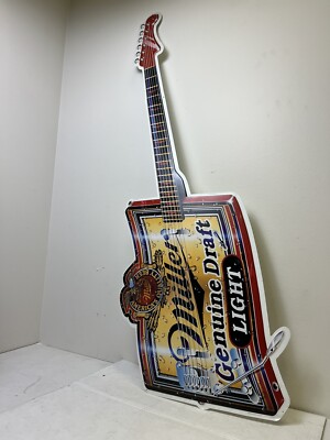 Miller Genuine Draft Light Beer Metal Tin Guitar Sign MGD Music