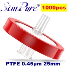 1000pcs Syringe Filter PTFE Membrane LAB Disc Diameter 25 mm Pore Size 0.45um US