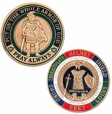 Armor of God Pray Always Color Round Coin Ephesians 6:11-18 Challenge Coin