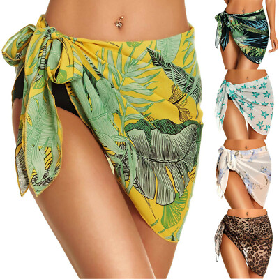 Women Short Sarongs Beach Wrap Sheer Bikini Wraps Chiffon Cover Ups Swimwear