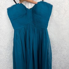 Donna Morgan Women's 2 Teal Blue 100% Silk Pleated Cocktail Party Dress Ruched