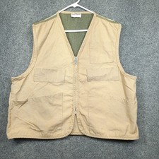 Saf-T-Bak Hunting Vest Tan XL Mens Vintage Mesh Back Canvas Utility Pocket