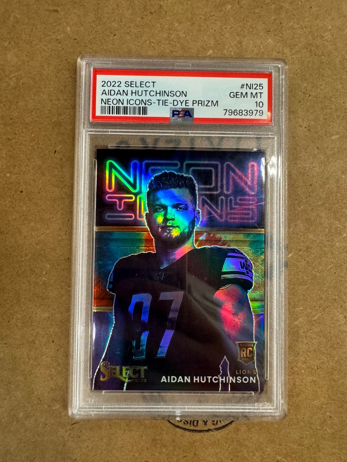 Aidan Hutchinson Panini Select Neon Icons #NI25 Tie-Dye Prizm