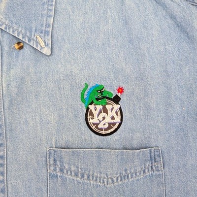 Y2K Bug Vintage Netscape Denim Shirt Embroidered Tech Netscape History XL