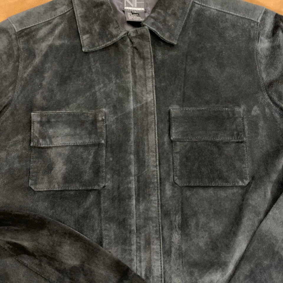Suede Womens Shirt Jacket New Frontier Black Beautiful Size 4 - Image 4 of 4