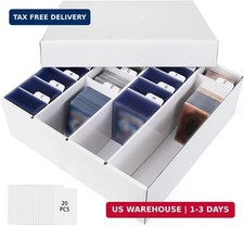 Trading Card Storage Box, 4 Row 3200 Count Collector Cards Box with Divider, Whi