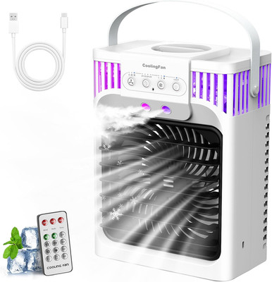 Tragbare Klimaanlage, 4 in 1 Lüfter mit 3 Geschwindigkeiten & 3 Nebelmodi, 1200m