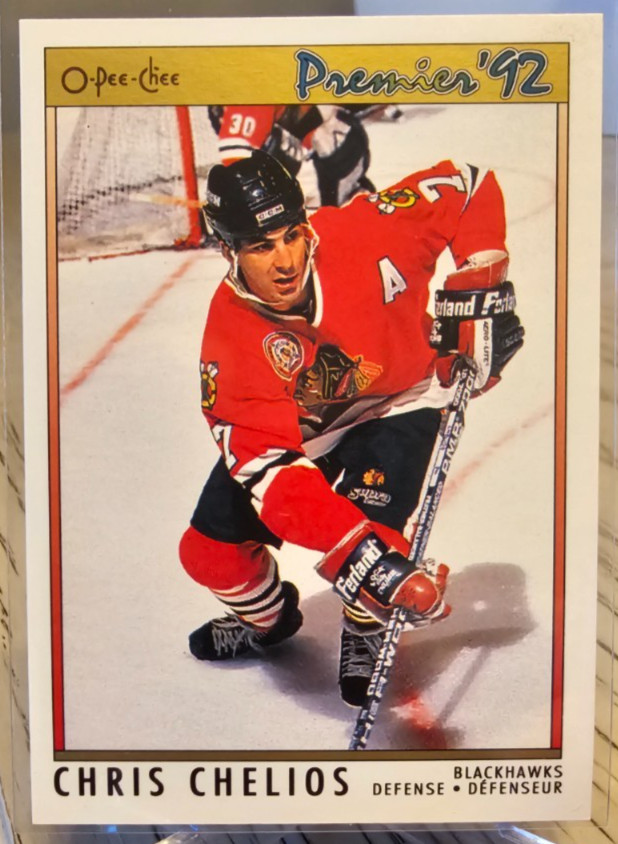 1991-92 O-Pee-Chee Premier Chris Chelios #17 Chicago Blackhawks