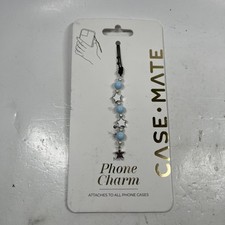 Case-mate Beaded mini Phone Charm Blue White Pearls and Stars Universal