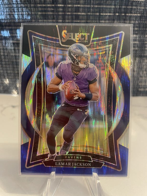 2024 Panini Select - Concourse Lamar Jackson #35 Black & Blue Shock Prizm