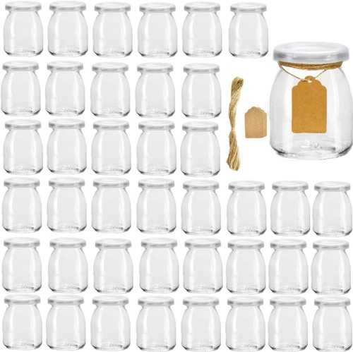 7 oz Clear Glass Jars With Lids,Glass Yogurt Container With Lids(PE),Replacem...