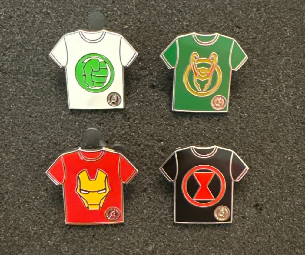 DLR 2024 Hidden Mickey Marvel T-Shirt Pins