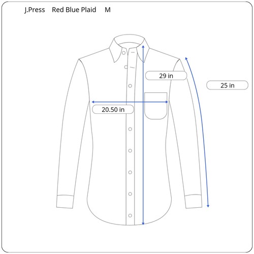 J.Press Men's Medium Long Sleeve White Red Blue Plaid Cotton Button Down Shirt - Picture 3 of 6